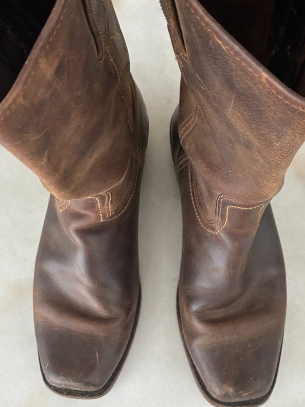 Vintage FRYE Leather Square Toe Campus Boots Men's 10.5 M Brown